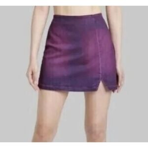NEW Wild Fable Purple Coated Mid-Rise Notch Front Denim Mini Skirt